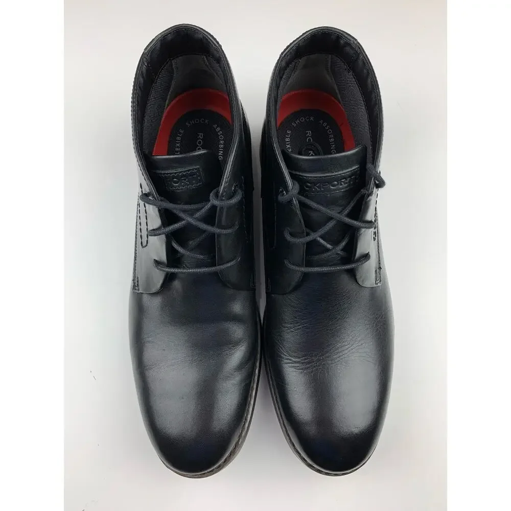 Rockport Classic Break Dress Chukka Boots Black Leather Lace Up Men's 10